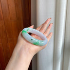 糯冰带色翡翠平安镯（59mm)（yc360251）