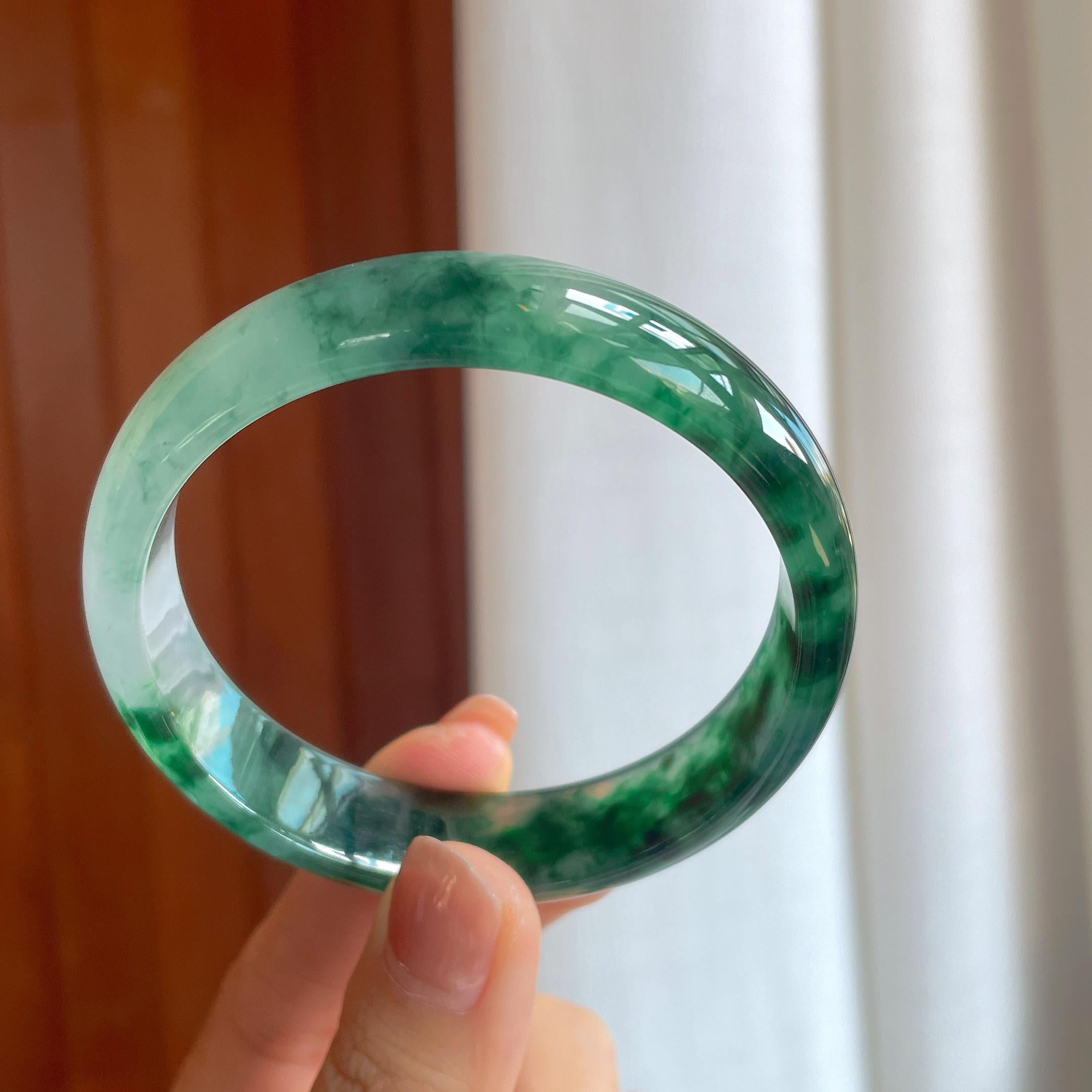 冰种带底色翡翠平安镯（59mm）（yc291694）