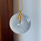 18k金扣冰种翡翠平安扣（yc257819）