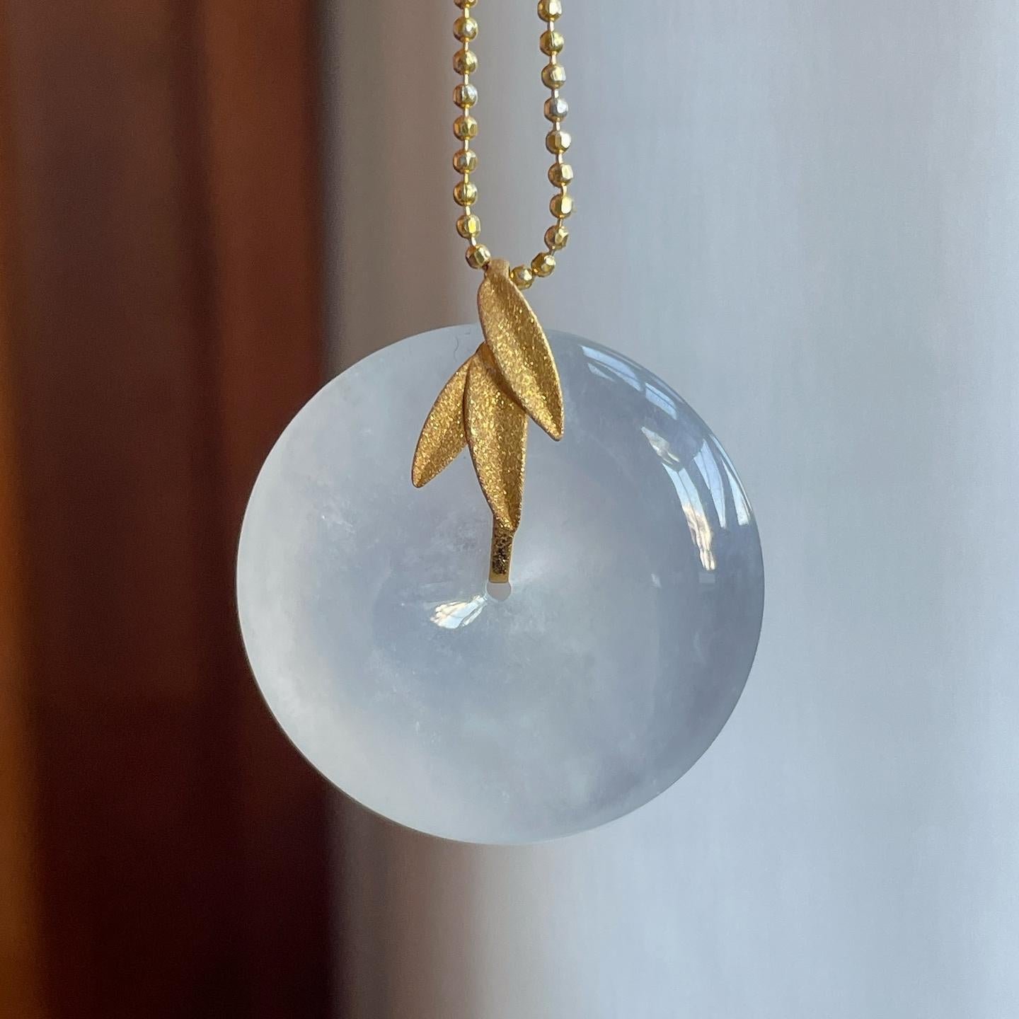 18k金扣冰种翡翠平安扣（yc257819）