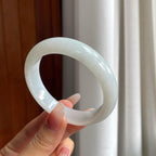 糯冰白月光翡翠平安镯（55.5mm）（yc303135）