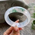 糯冰种飘花宽版轮胎手镯（58.7mm）（yc202334）