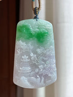 细糯种带色山水牌 天然缅甸A货翡翠（yc461577）