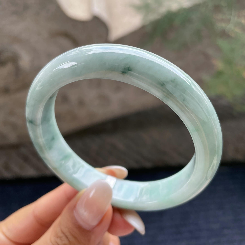 细糯种飘花正圈平安镯57.1圈     天然缅甸A货翡翠（yc421209）