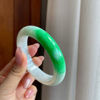 糯冰带色翡翠平安镯（56.3mm）（yc284558）