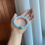 糯冰飘花翡翠圆条手镯（54.7mm）（yc266489）