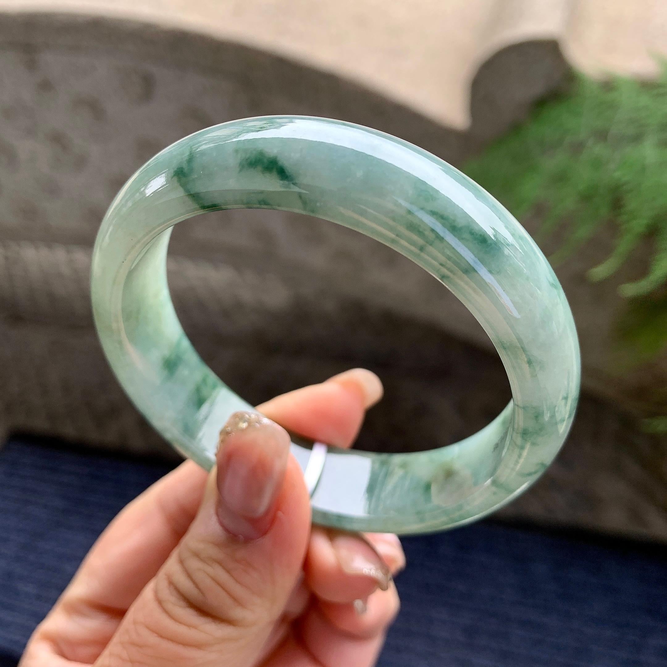 糯种飘花宽版轮胎手镯（56.7mm）（yc297956）