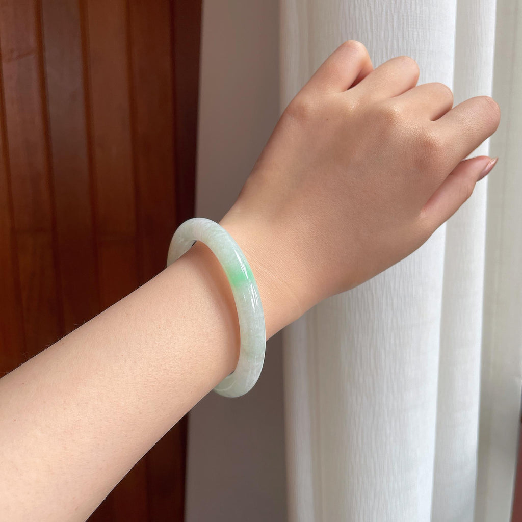 糯冰黄翡特色翡翠圆条手镯（52.7mm)（yc350442）