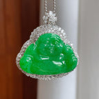 18k真金真钻镶糯冰满绿翡翠佛公（yc244912）