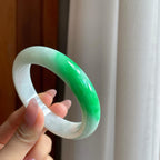 糯冰带色翡翠平安镯（56.3mm）（yc284558）