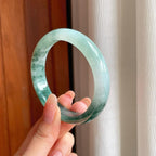 糯冰飘花翡翠平安镯（57.3mm)（yc363437）