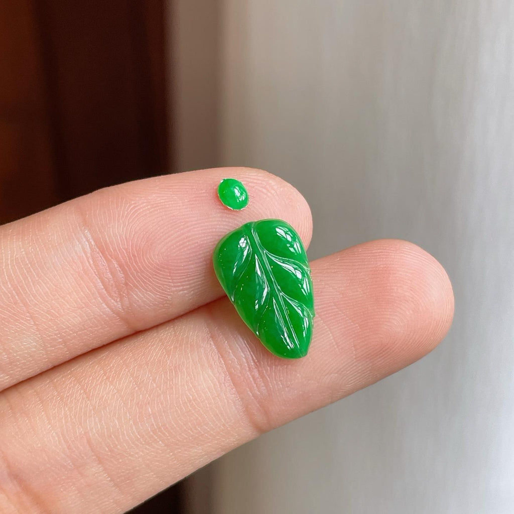 裸石糯种满绿翡翠叶子（yc249145）