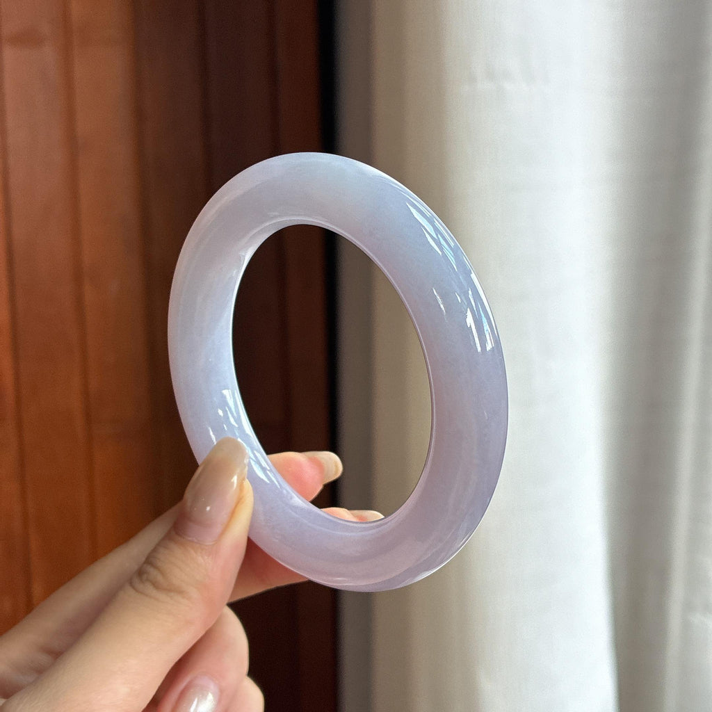 胖圆条 糯冰紫罗兰圆条手镯 55圈 天然缅甸A货翡翠（yc455850）