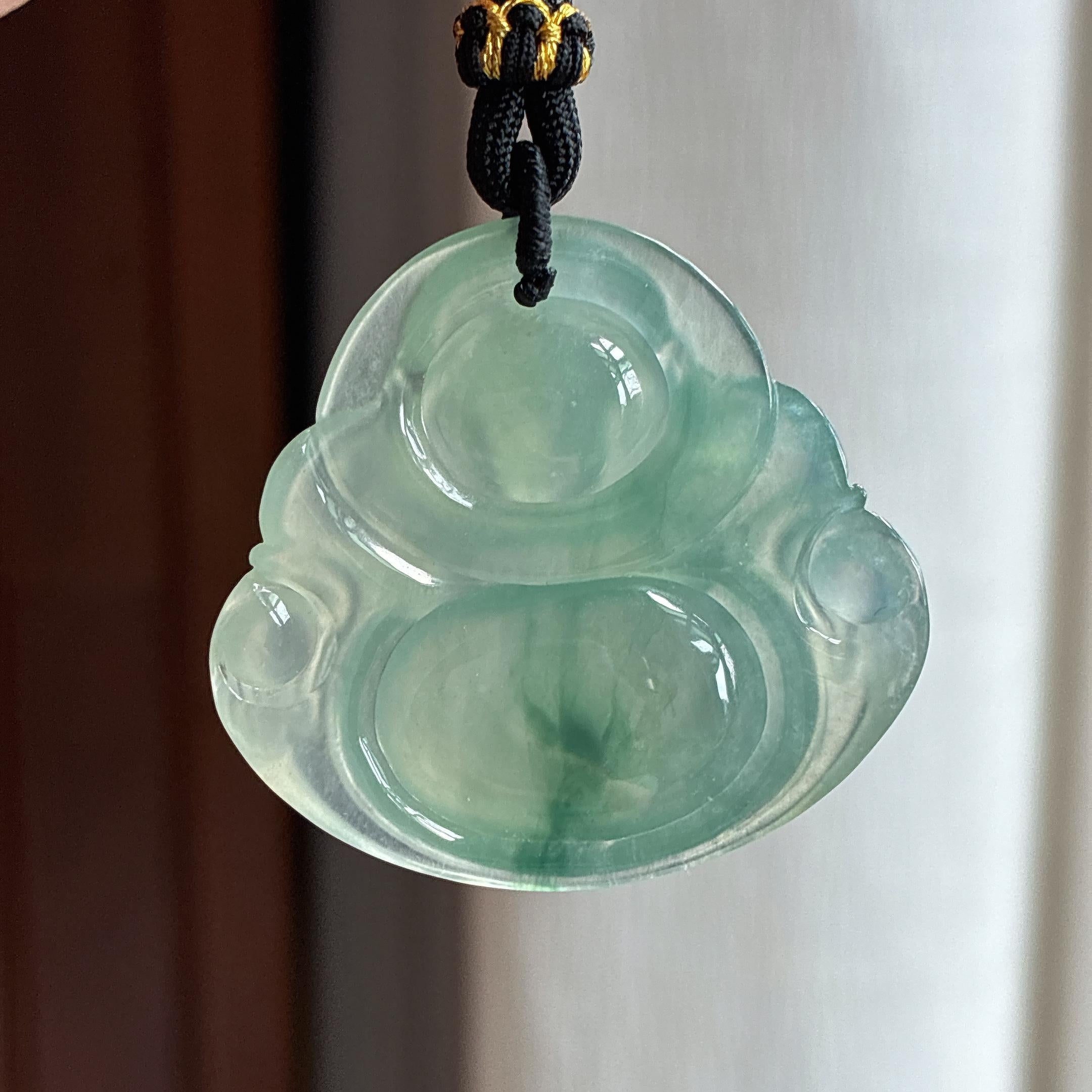 冰种飘花翡翠佛公天然缅甸A货翡翠（yc440724）