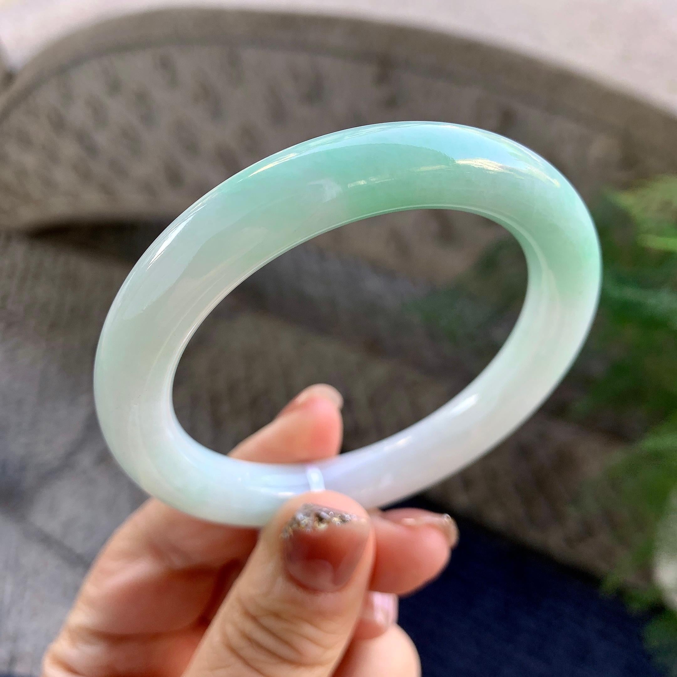 细糯种淡晴底圆条手镯（54mm）（yc276207）