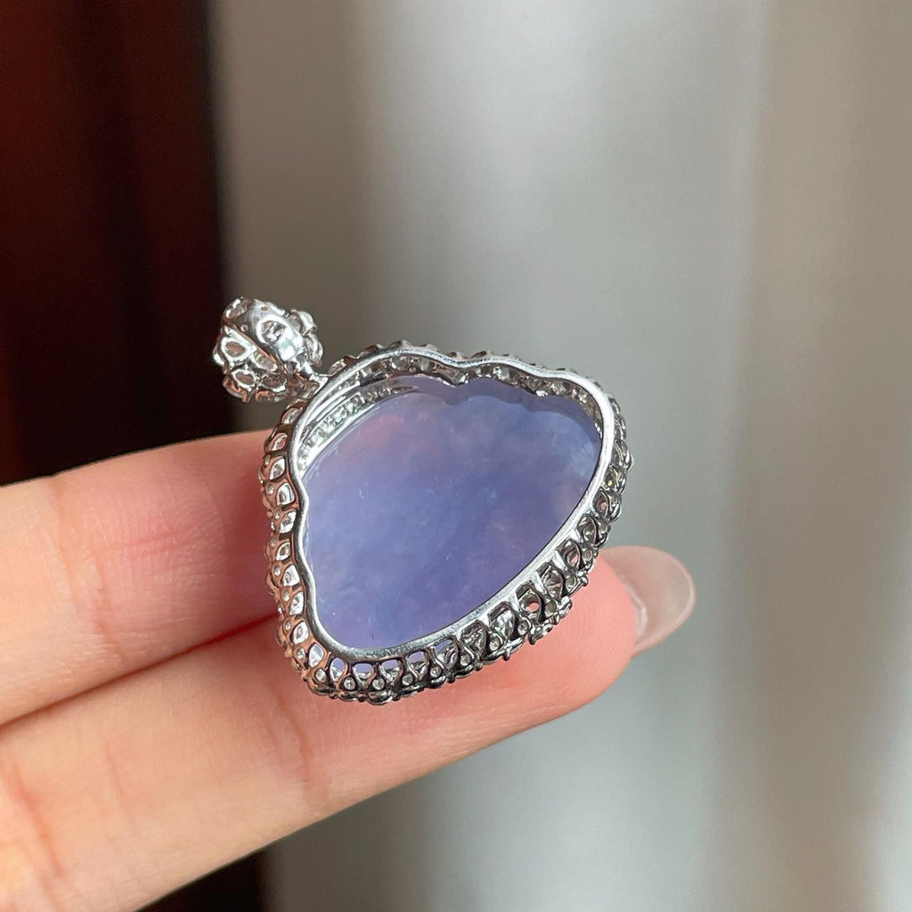 18k金钻镶冰种紫罗兰翡翠佛公挂件（yc182150）