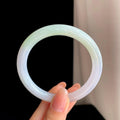 糯冰春彩翡翠圆条手镯（55.5mm)（yc342563）