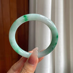 糯冰带色翡翠圆条手镯（56.5mm）（yc303130）