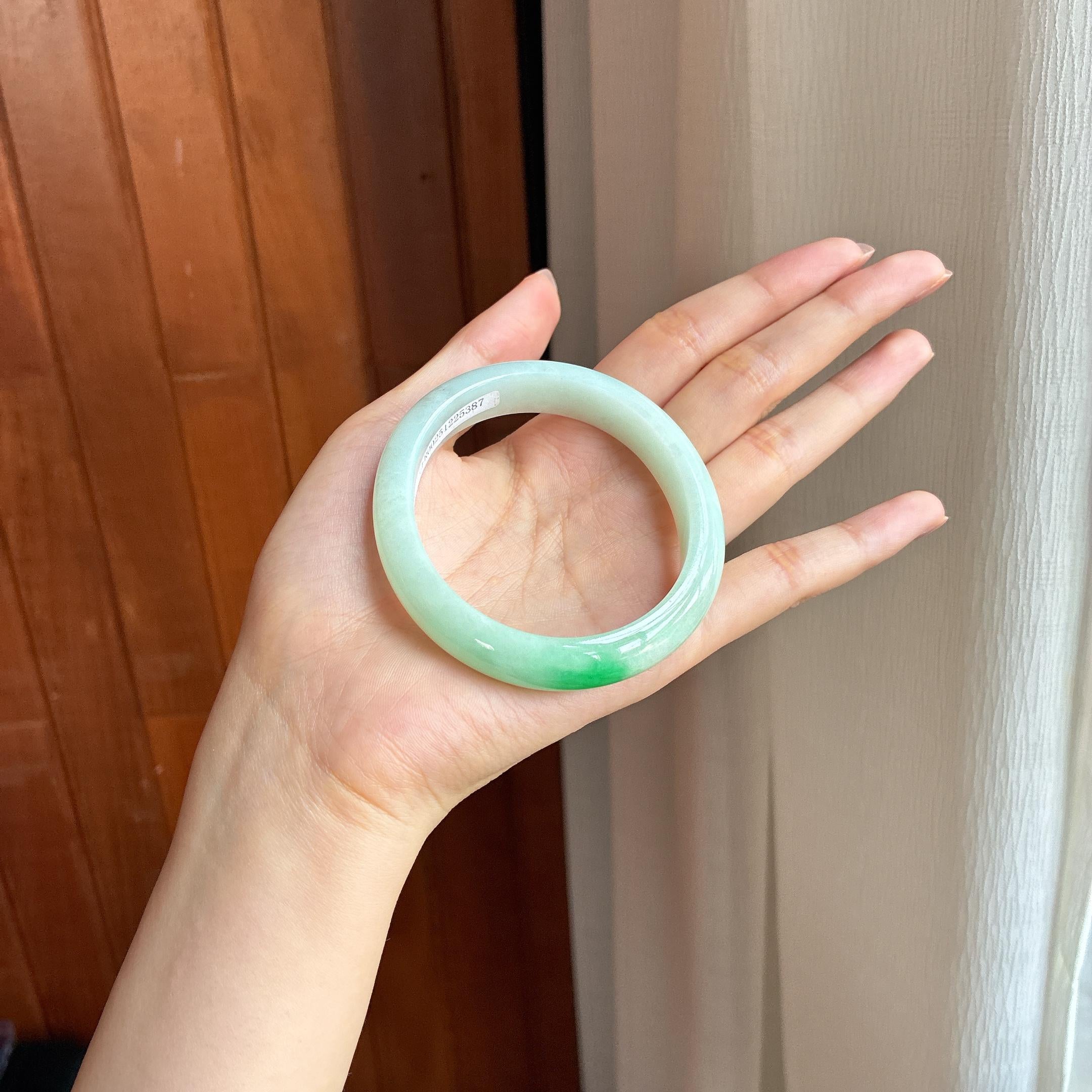 糯冰带色翡翠贵妃镯 59圈天然缅甸A货翡翠（yc439865）