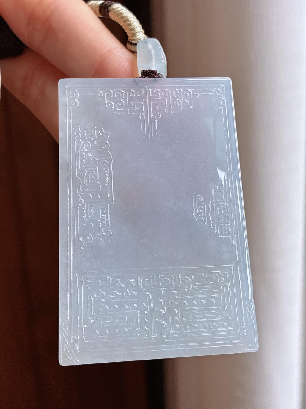 糯冰淡底色无事牌 天然缅甸A货翡翠（yc441222）