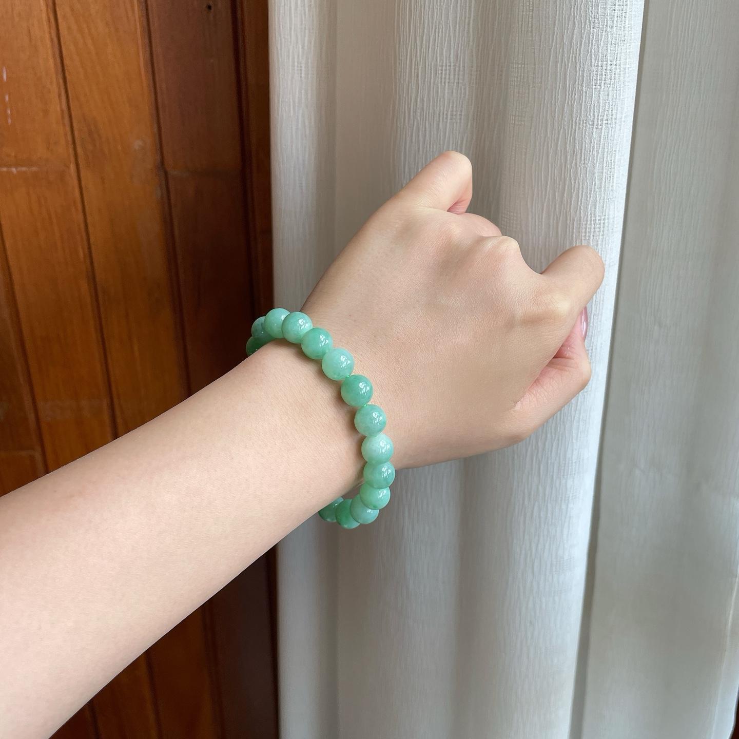 细糯冰晴底翡翠珠串手串（yc289149）