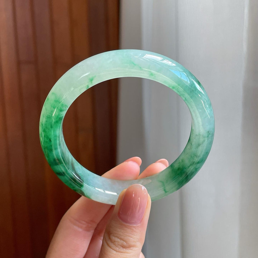 冰种飘花翡翠平安镯（57.2mm)（yc323913）