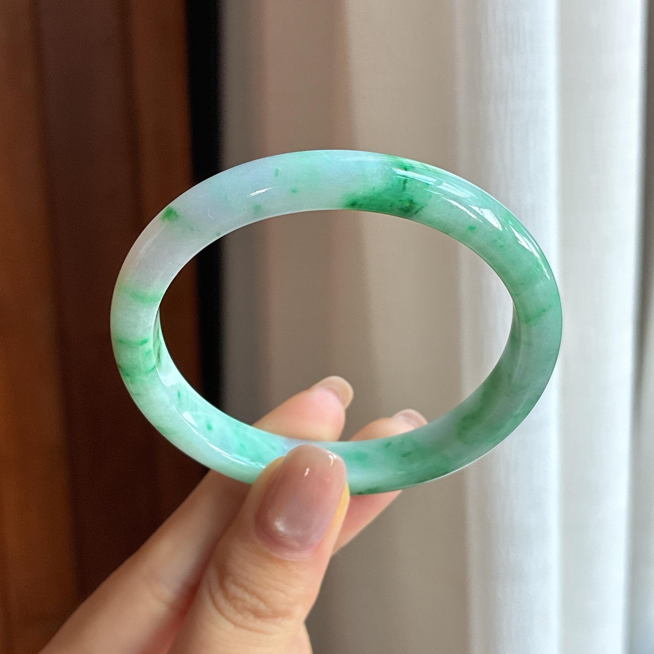 糯种飘花翡翠贵妃镯 54圈 天然缅甸A货翡翠（yc436807）