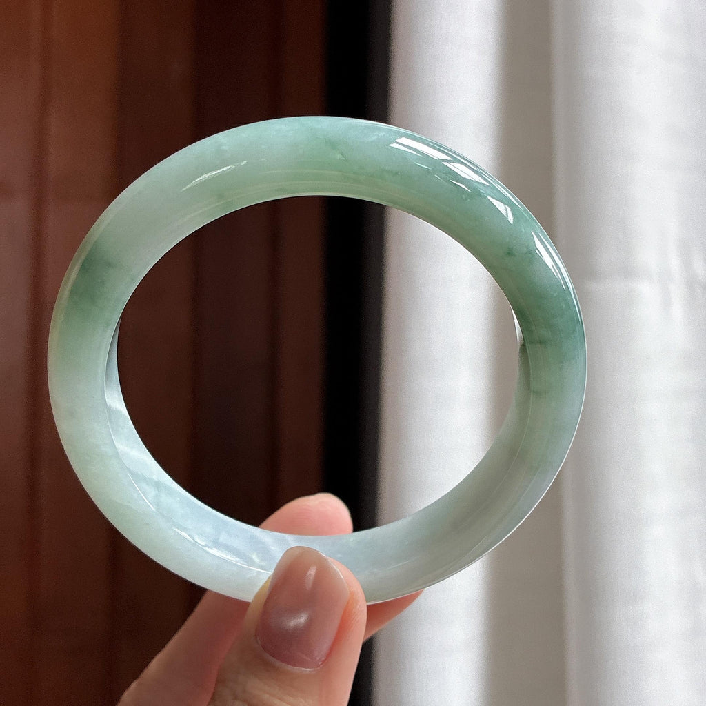 糯冰飘花正圈平安镯 59圈 天然缅甸A货翡翠（yc482266）