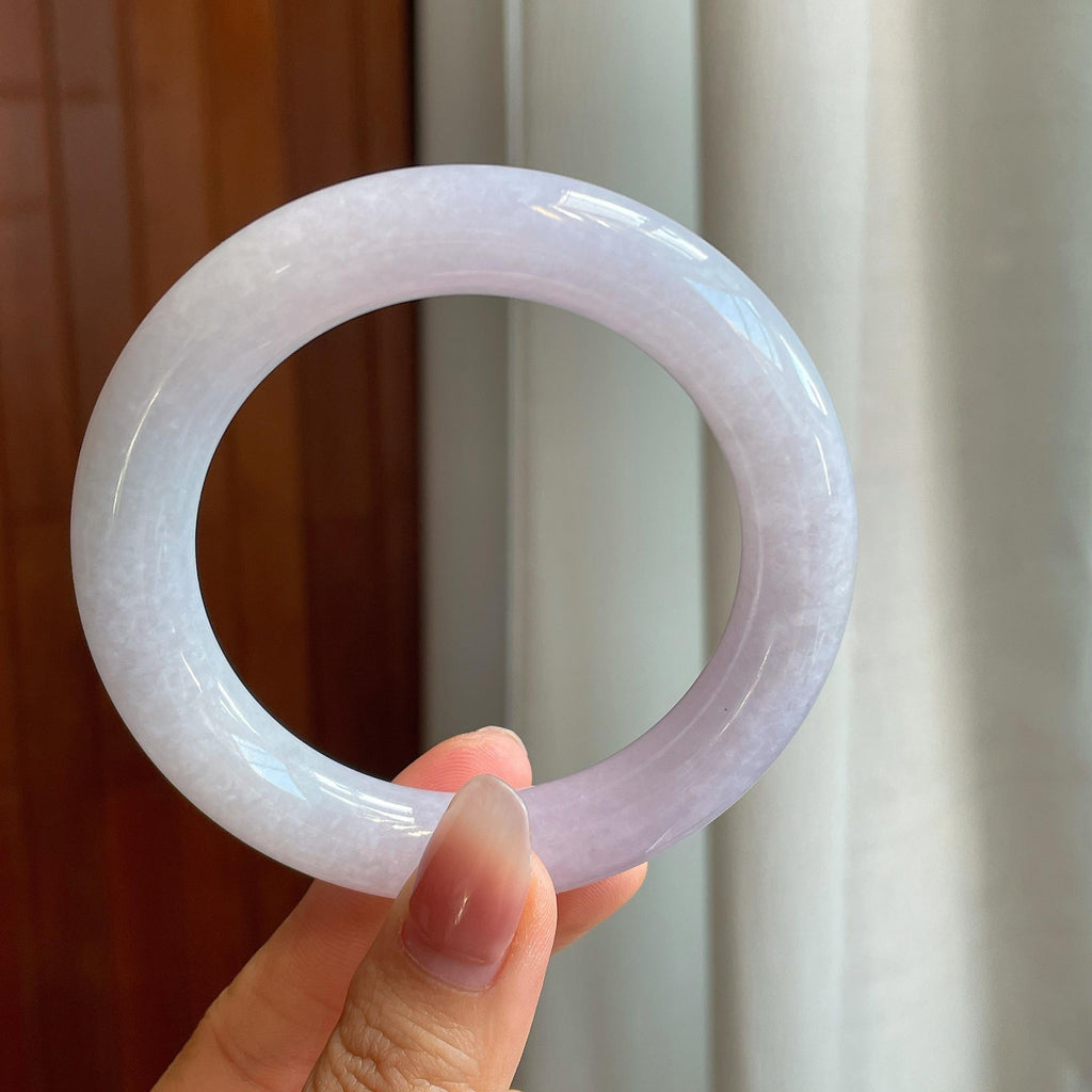 糯冰淡紫罗兰翡翠圆条手镯(56.2mm)（yc318611）