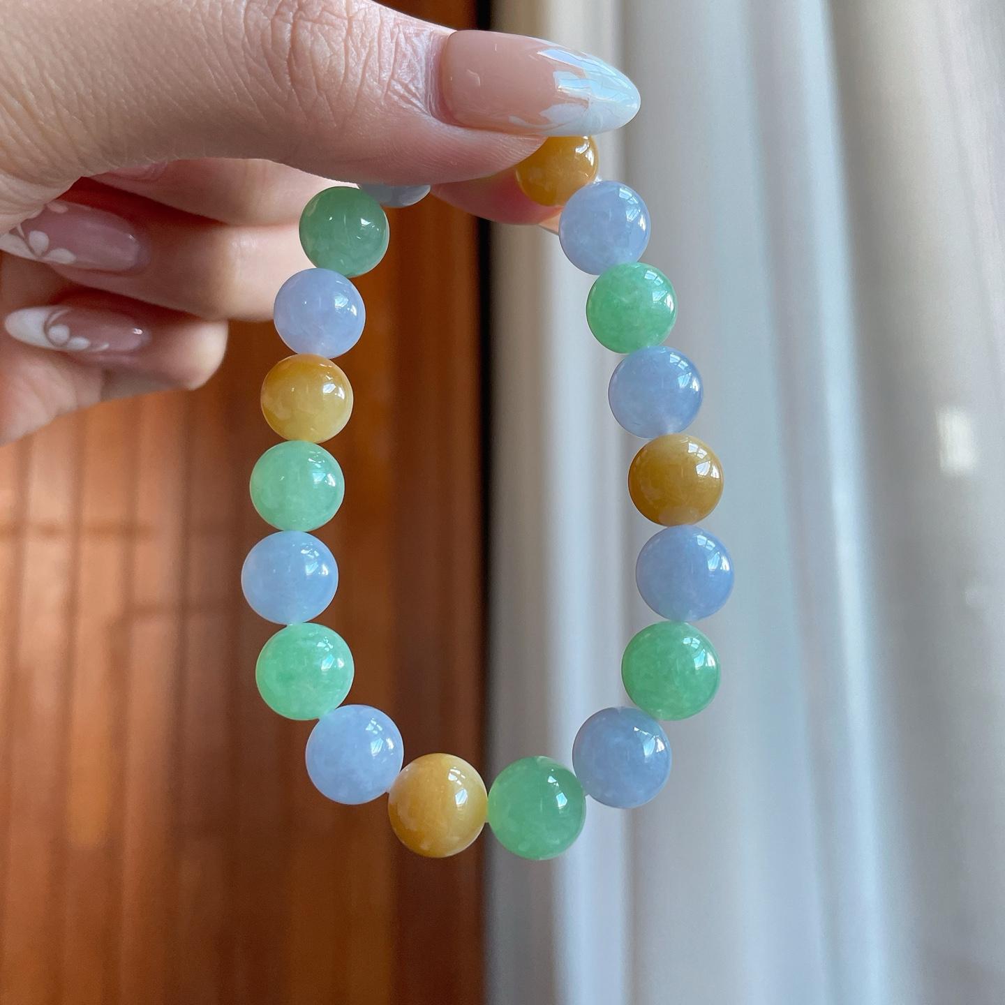 糯冰种多宝翡翠珠串手串（yc266570）