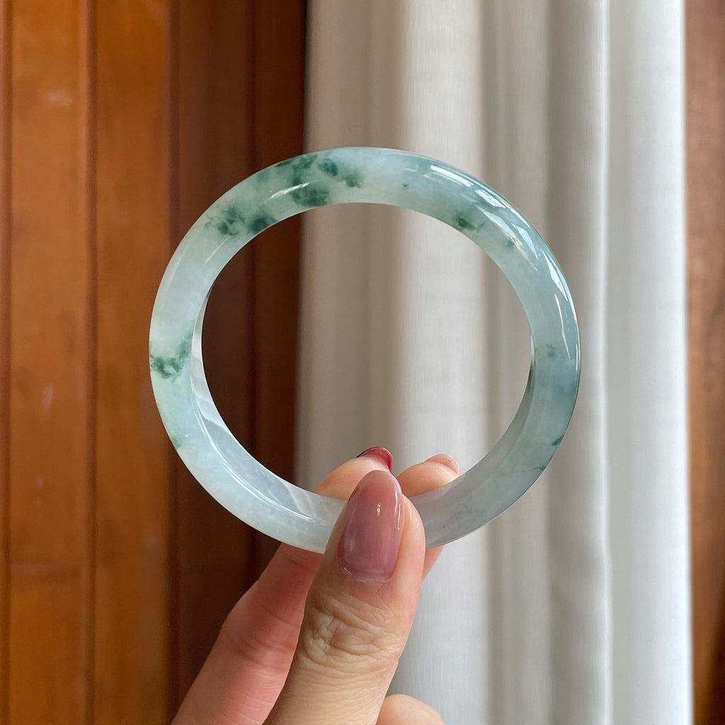 糯冰飘花翡翠平安镯（57.6mm）（yc301443）