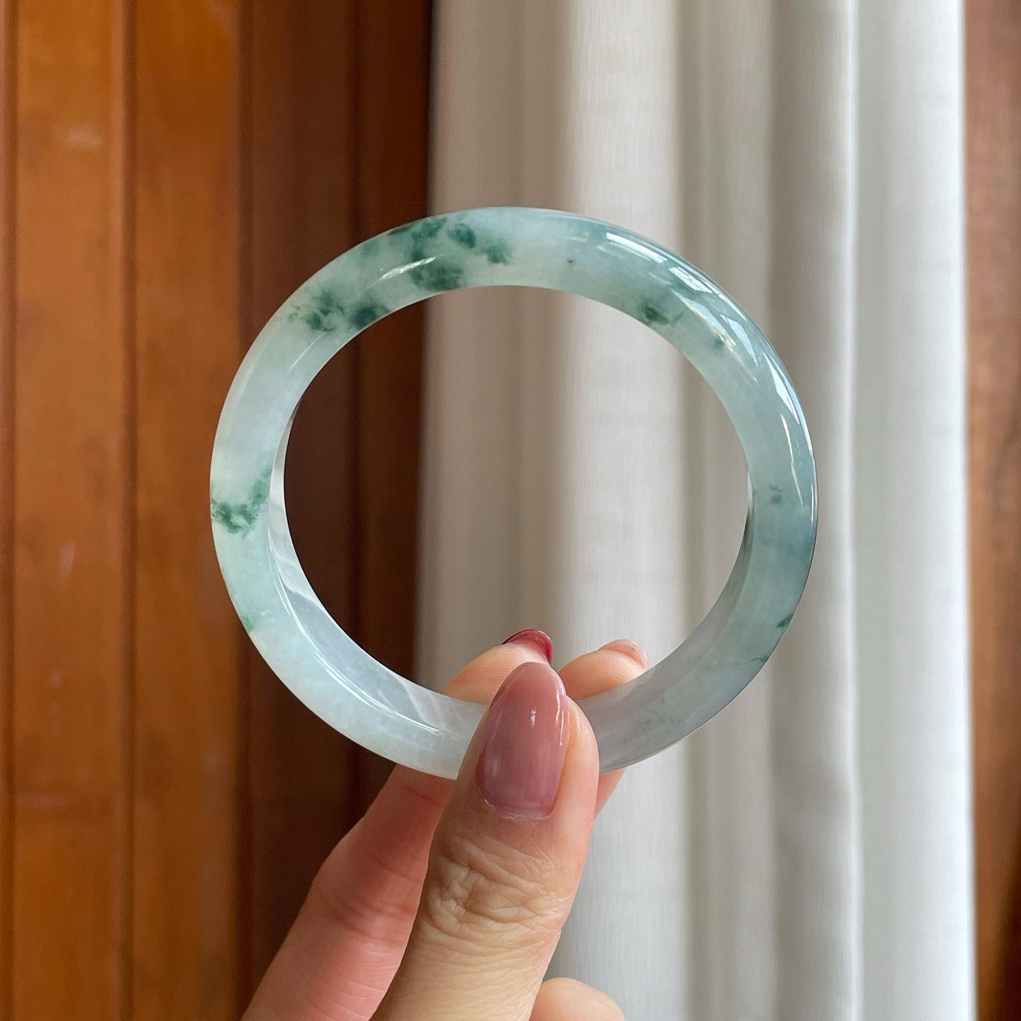 糯冰飘花翡翠平安镯（57.6mm）（yc301443）