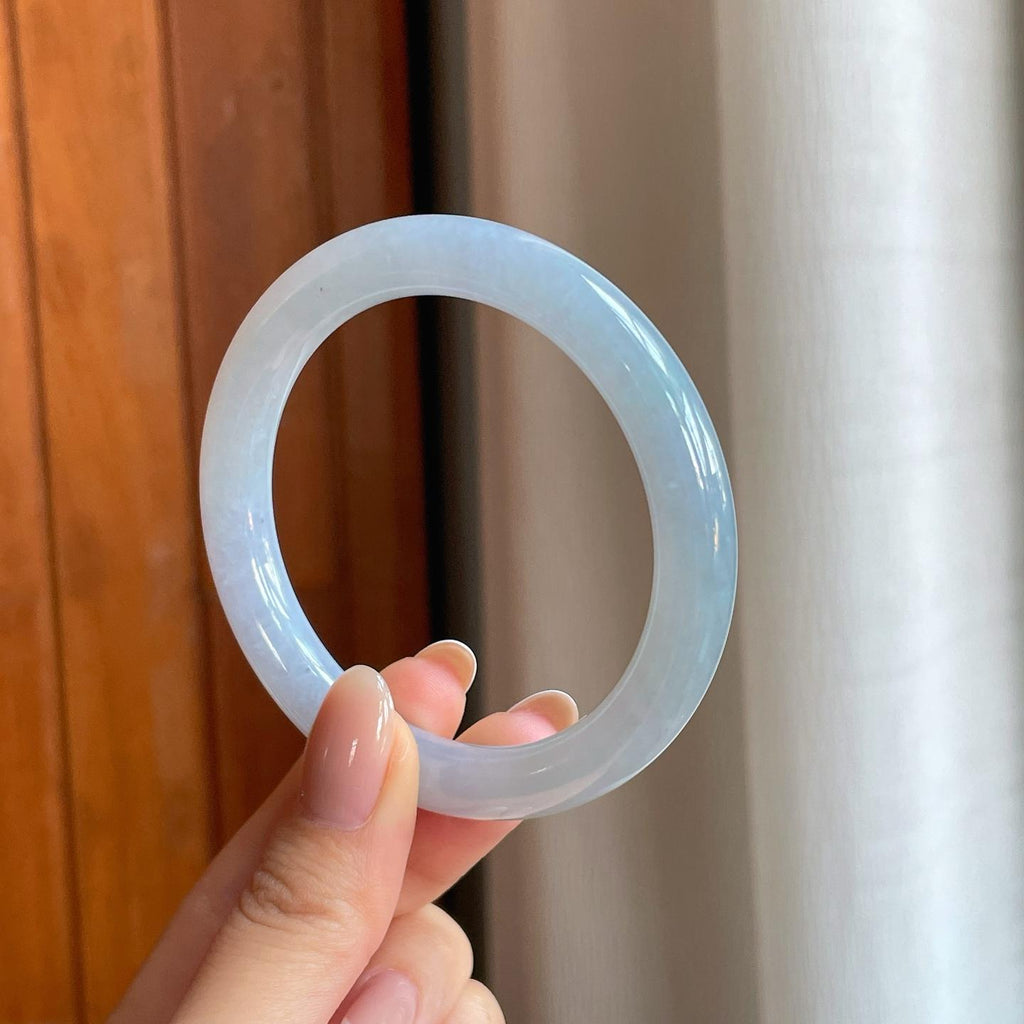 糯冰紫罗兰翡翠圆条手镯（55mm)（yc373308）