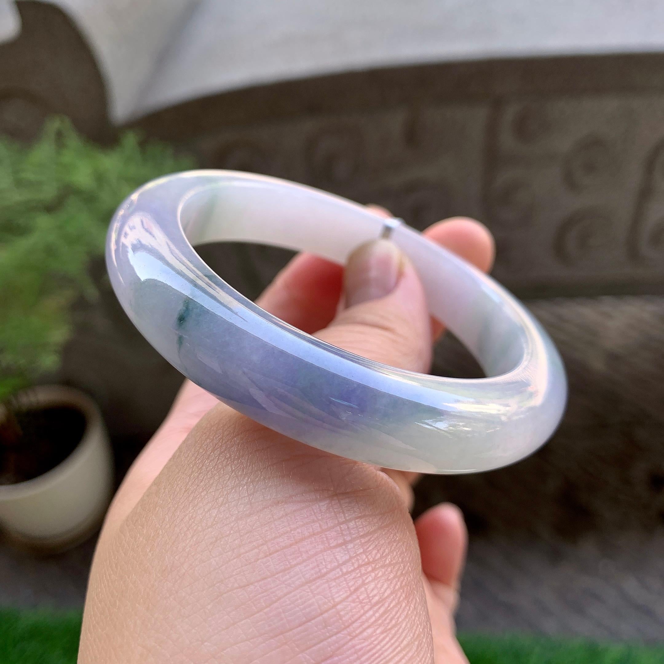 细糯种紫罗兰飘花平安镯（56mm）（yc240754）