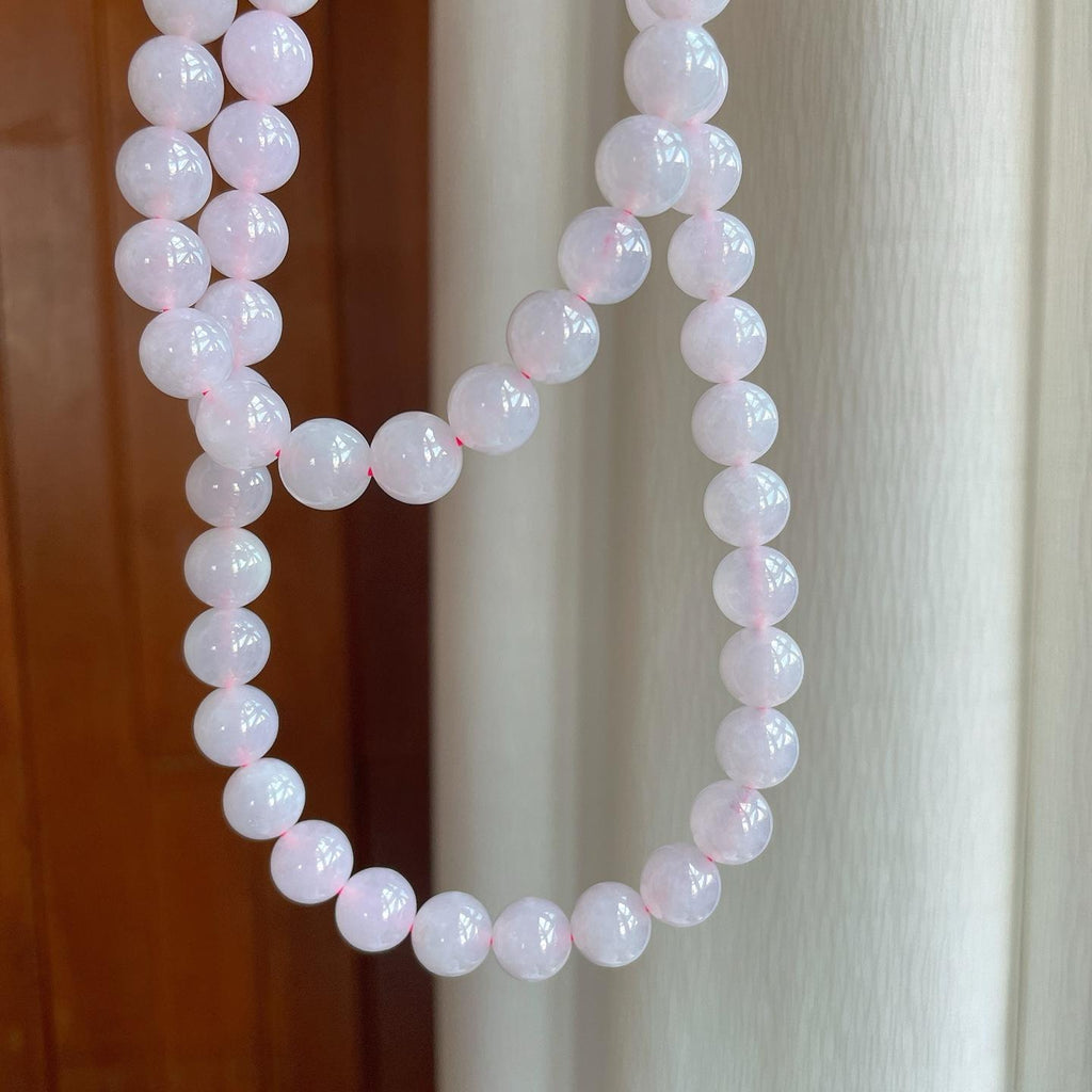 糯冰淡春底翡翠珠串项链（yc257271）