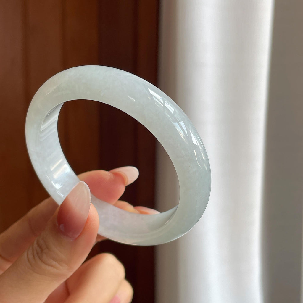 冰种无色翡翠平安镯（53mm）（yc302430）