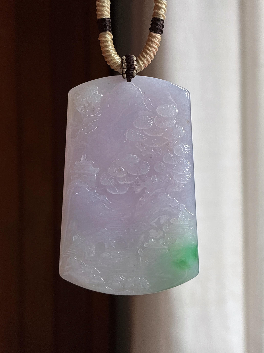 细糯种春带彩山水牌挂件 天然缅甸A货翡翠（yc465038）