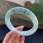 细糯种飘蓝花正圈平安镯  57.3圈口  天然缅甸A货翡翠（yc400182）