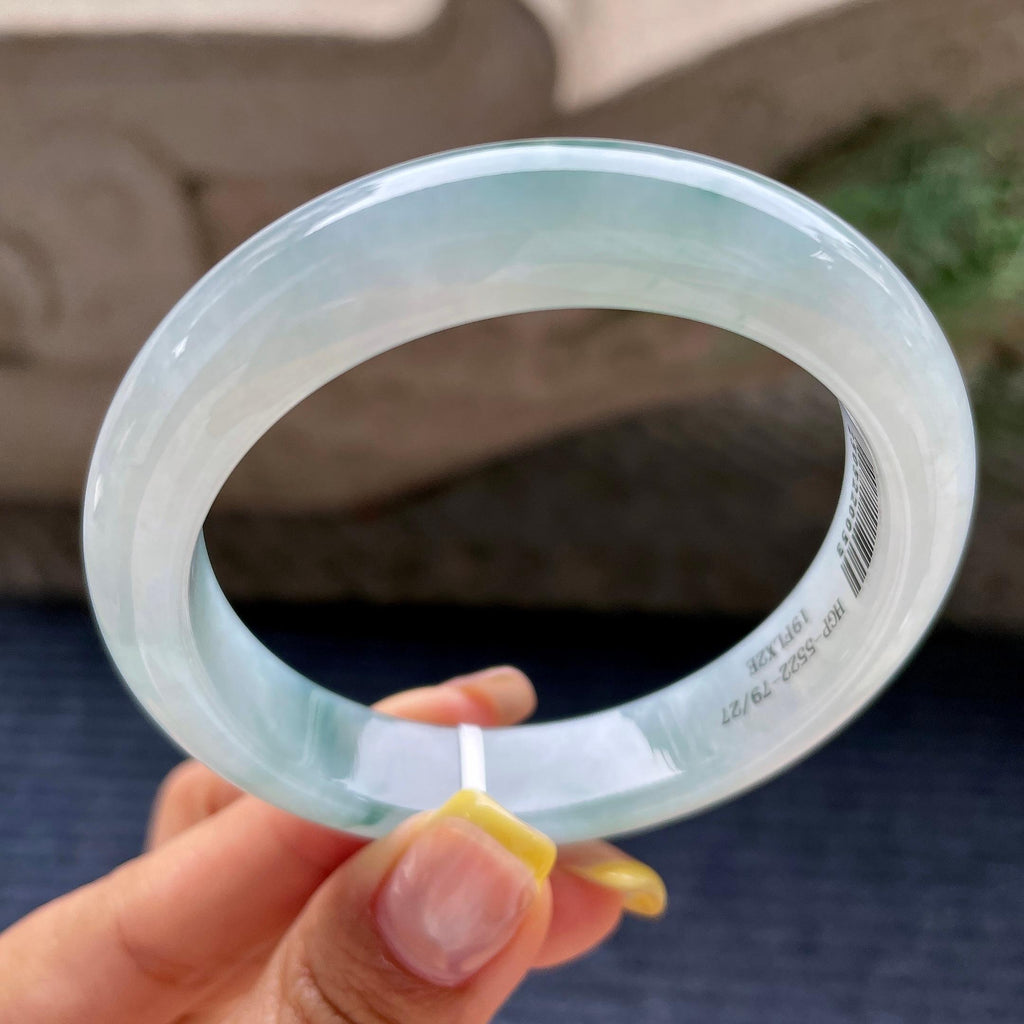 糯冰种飘花正圈平安镯55.8圈       天然缅甸A货翡翠（yc376050）