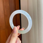 冰种淡春底翡翠圆条手镯（52mm）（yc369227）