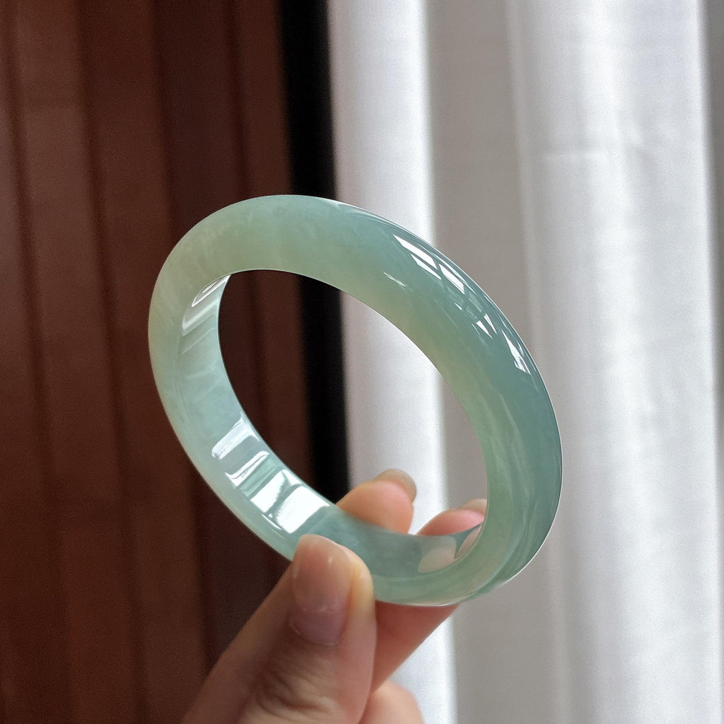 糯冰湖水绿正圈平安镯 55圈 天然缅甸A货翡翠（yc482246）