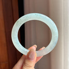 糯冰飘花圆条手镯 55圈 天然缅甸A货翡翠（yc440023）