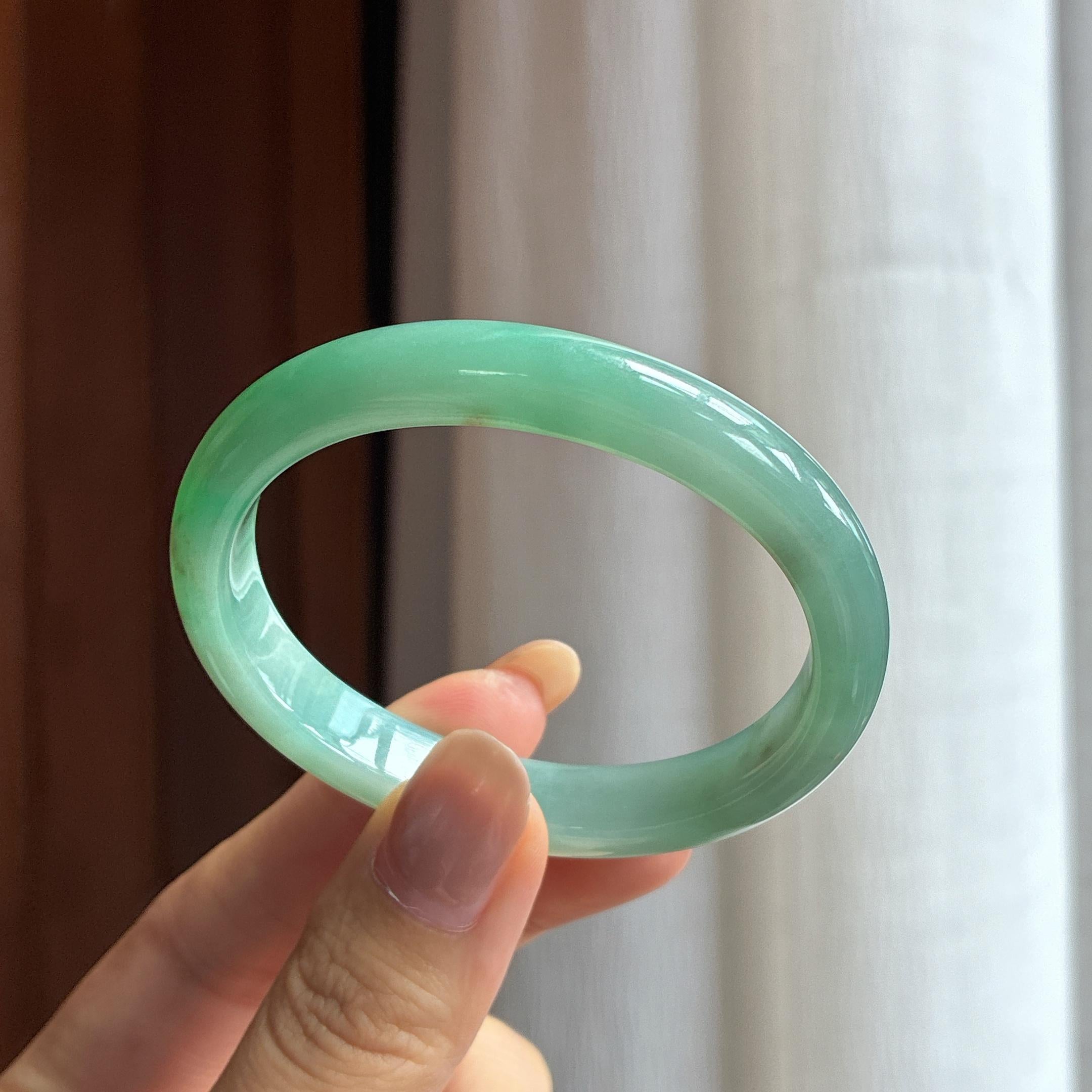 糯冰带色翡翠贵妃镯 53圈 天然缅甸A货翡翠（yc439656）