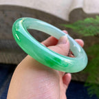 糯冰种飘绿圆条手镯（58mm）（yc249466）