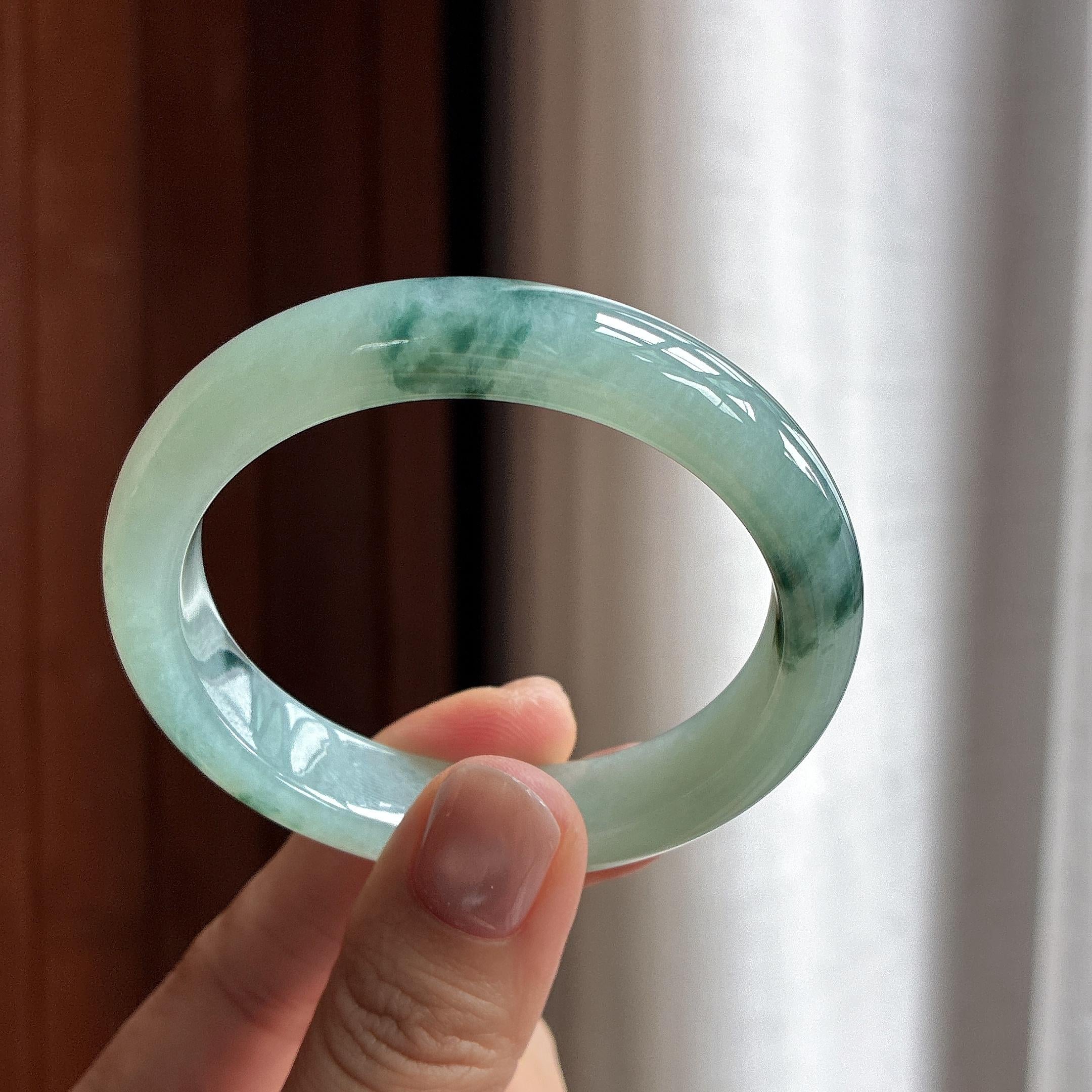 糯冰飘花贵妃镯 53圈 天然缅甸A货翡翠（yc463174）