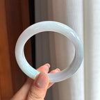 糯种淡春底翡翠平安镯 55圈（yc426426）