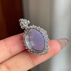 18k金钻镶糯冰种紫罗兰翡翠蛋面吊坠（yc174455）