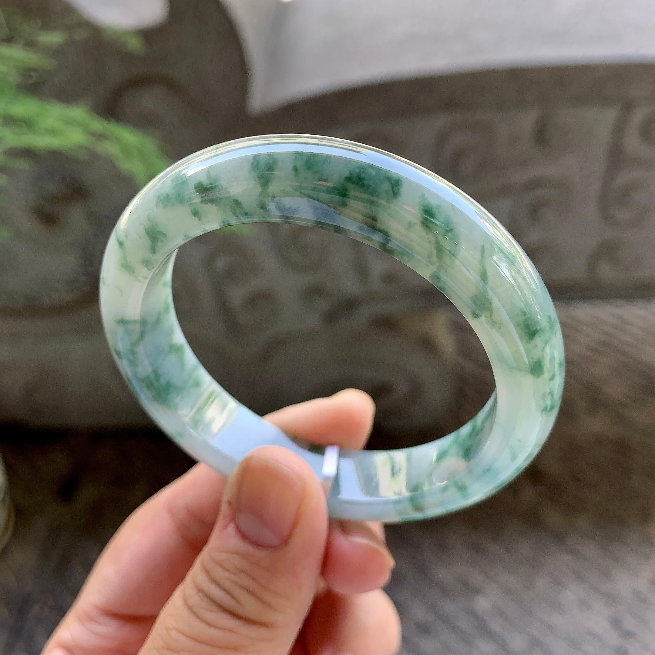 细糯种飘花平安镯（54.6mm）（yc199577）