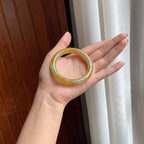 糯冰黄翡翡翠圆条手镯 53圈天然缅甸A货翡翠（yc438008）