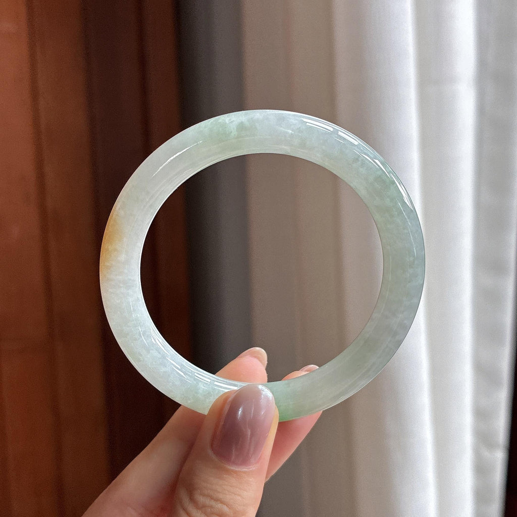 细糯种黄翡特色圆条手镯 52圈 天然缅甸Ａ货翡翠（yc487648）